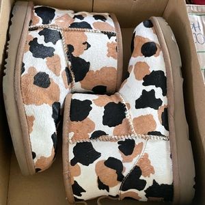 Cow print ugg boot